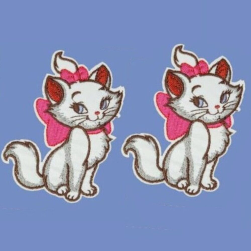 2 Cat Patches IRON ON Patch Marie Kitty Kat Clothing Embroidery Applique badges